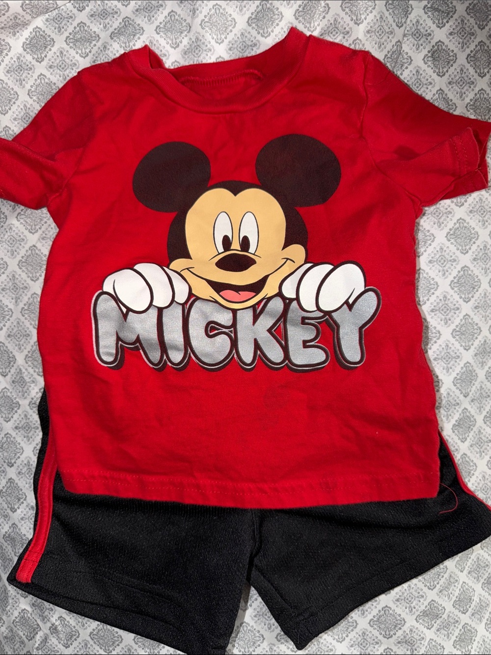 Disney Red Mickey Mouse Short Sleeve Tee & Shorts